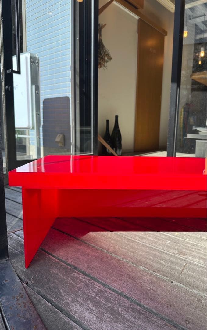 美品　赤色 ローテーブル 店舗什器 ディスプレイ台 レッド インテリア家具