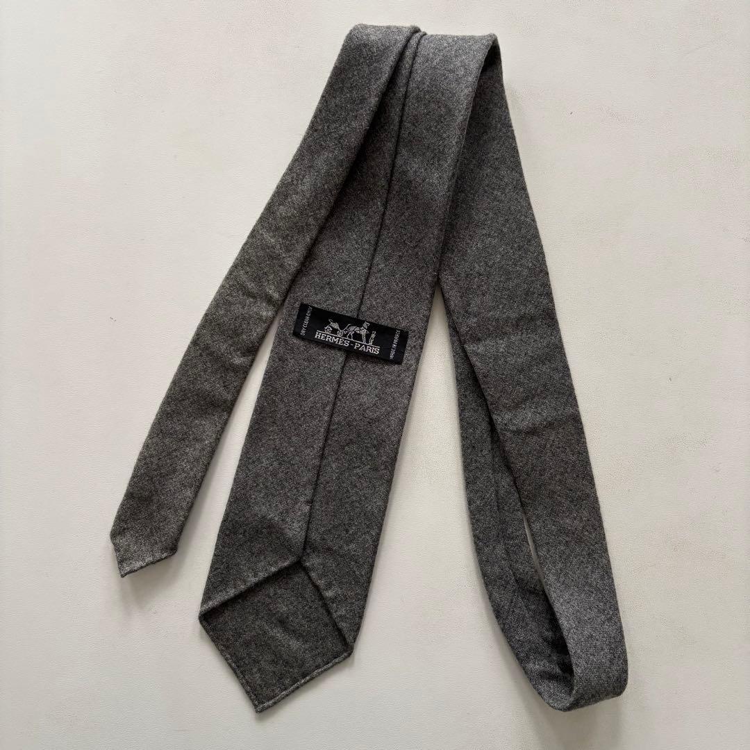 HERMES-PARIS / エルメス ネクタイ カシミア100% 無地 グレー