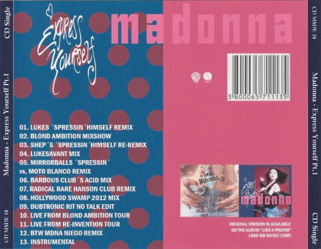 Madonna　Express Yourself リミックス Pt.1 　CD