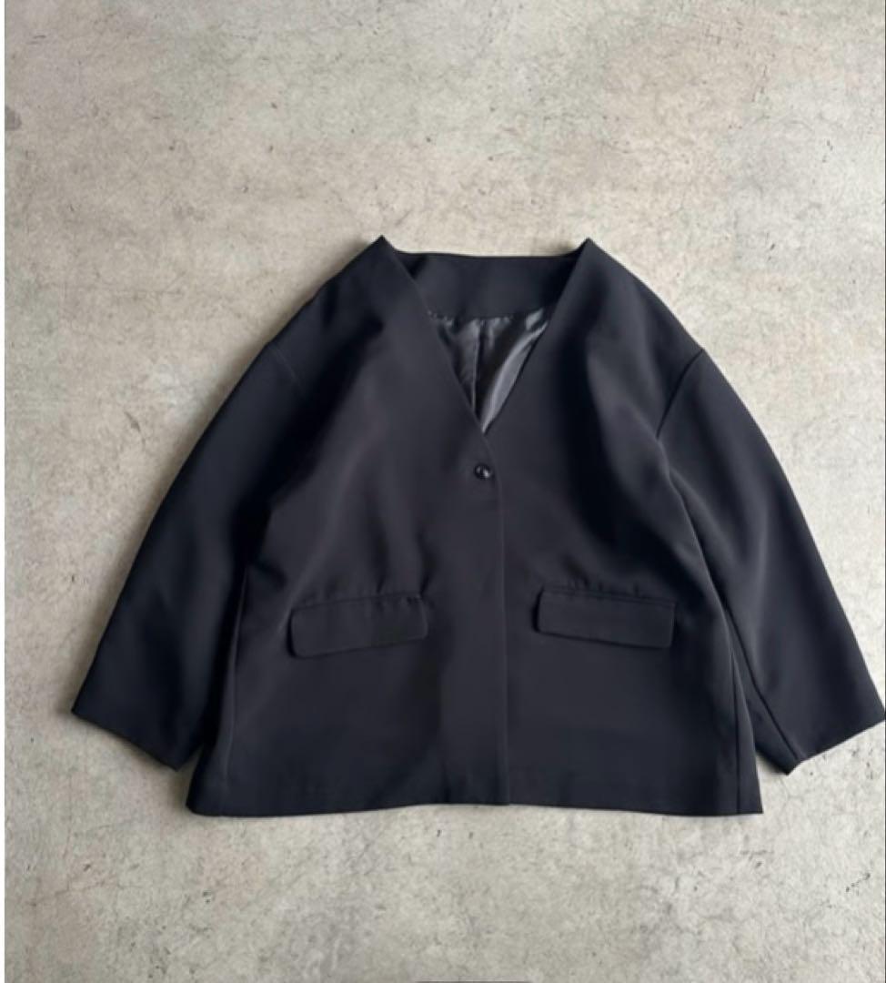 ジャケット・アウター ARULLE collarless cocoon jacket