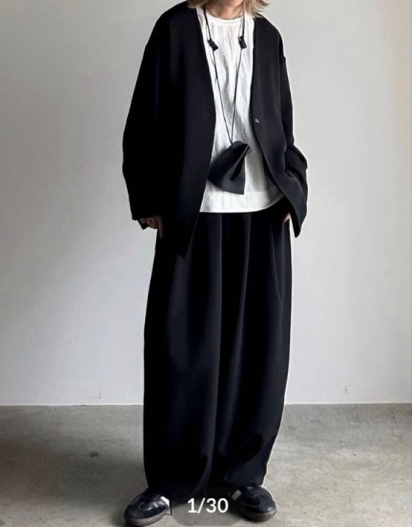 ジャケット・アウター ARULLE collarless cocoon jacket