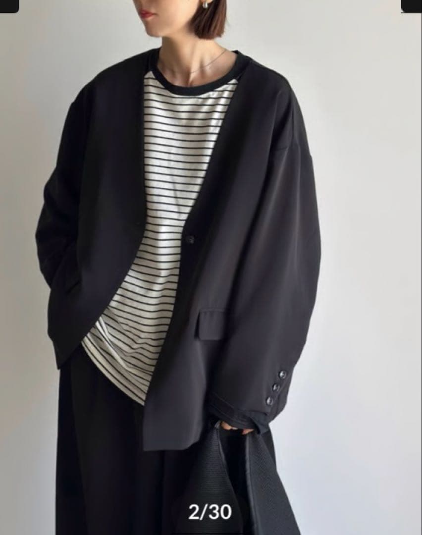 ジャケット・アウター ARULLE collarless cocoon jacket