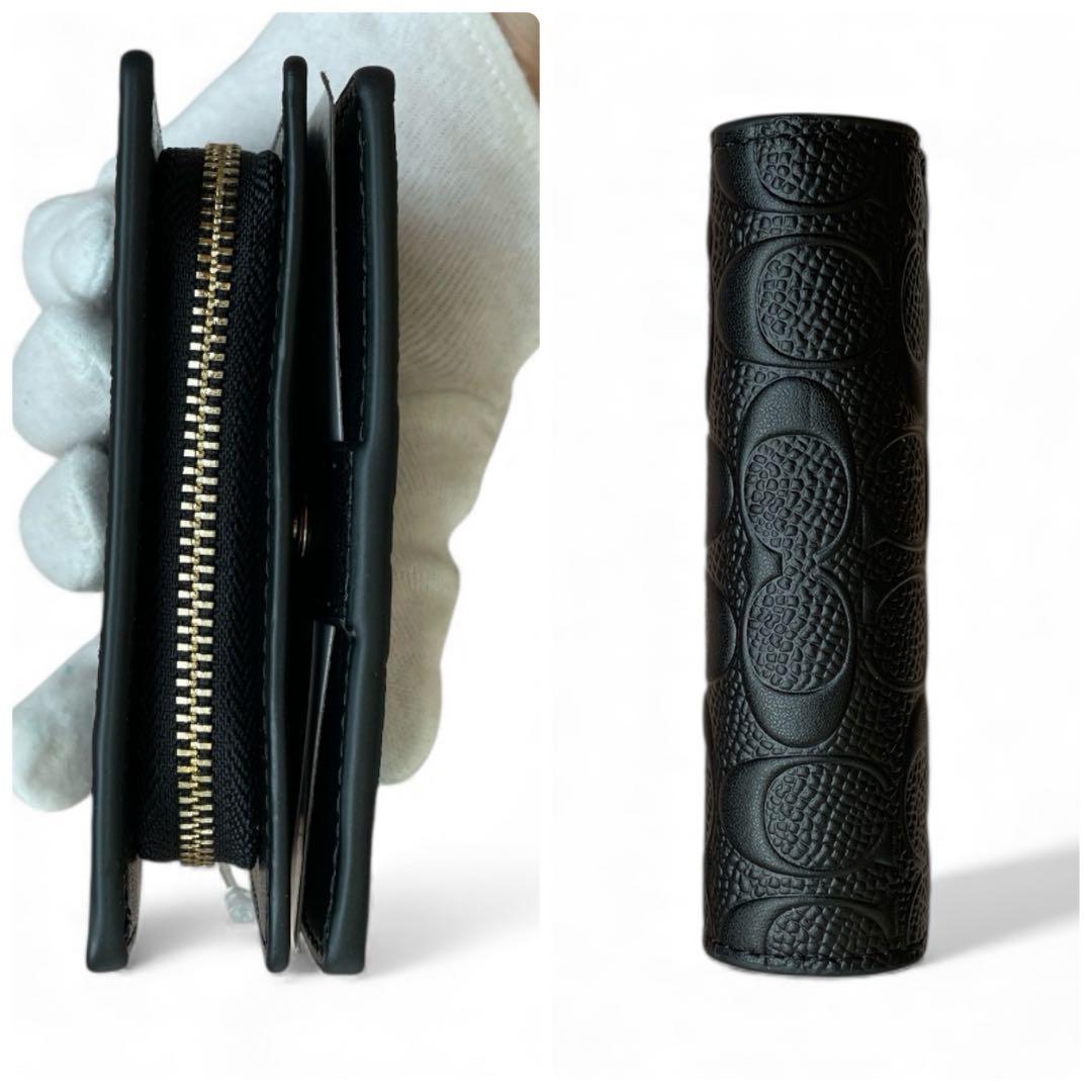 【新品・箱/袋/タグ付】COACH 折り財布　ブラック　二つ折り財布　レザー