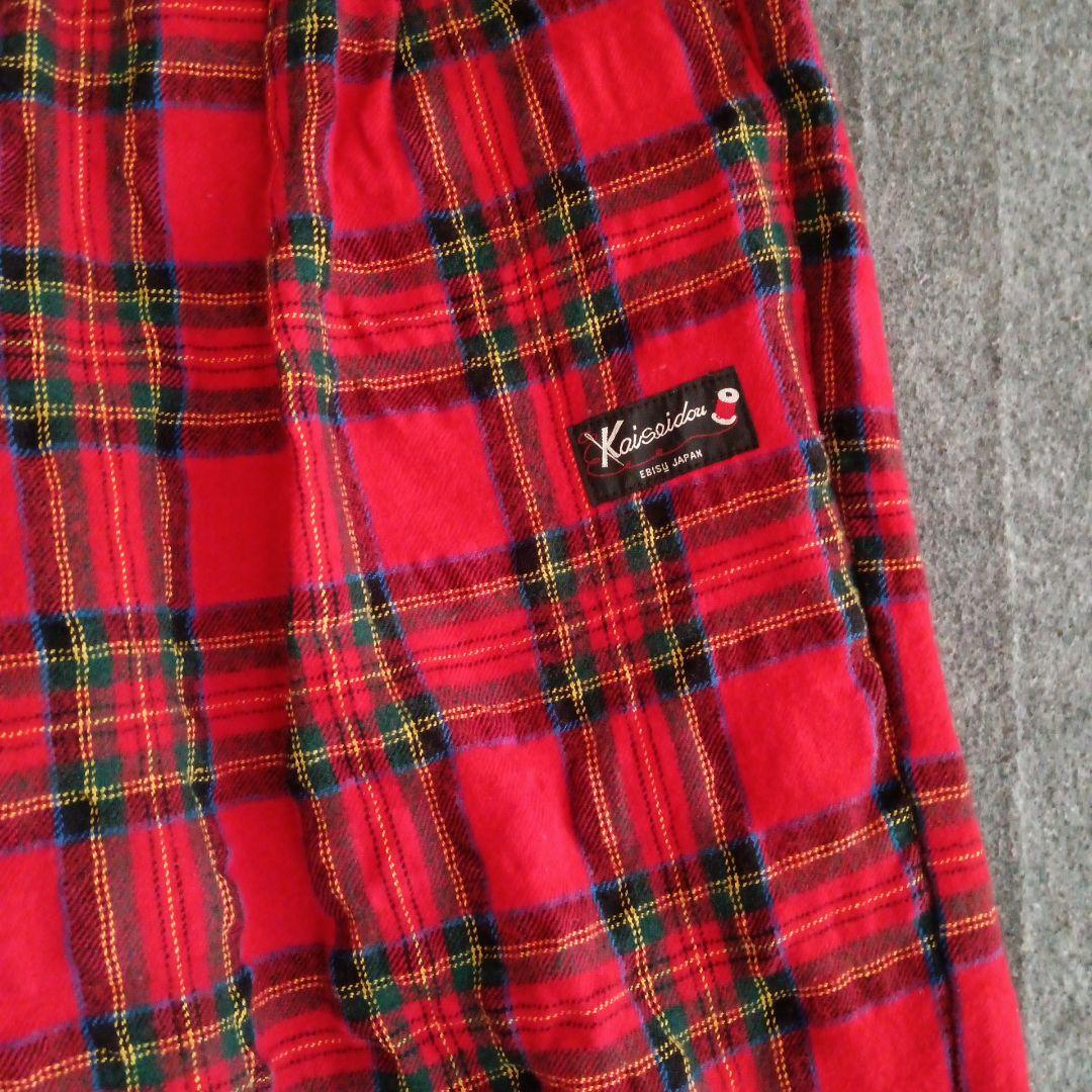 快晴堂レッドチェック カジュアルパンツ