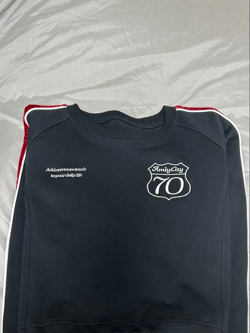 Amlycity サイドラインショートスウェット ブラック