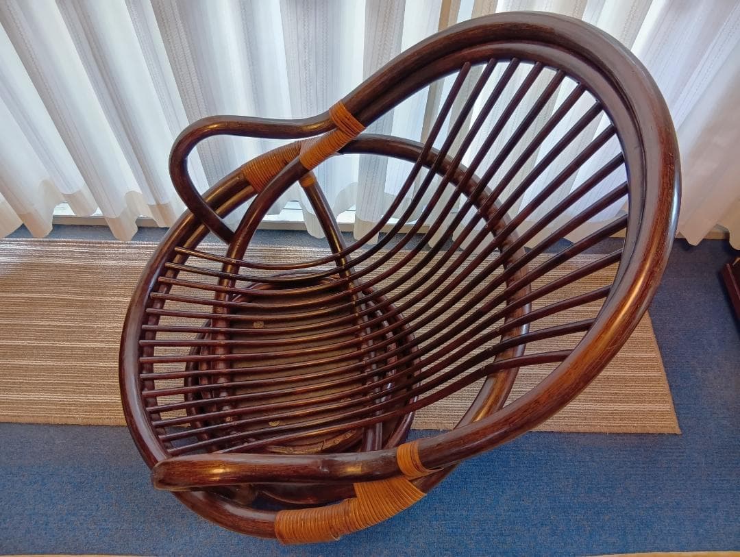 かんぺいです！ラタンチェア 360度 回転式 ロッキングチェア