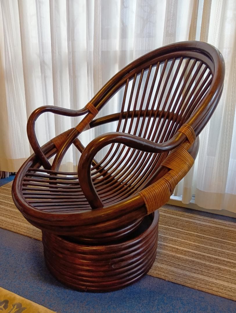 かんぺいです！ラタンチェア 360度 回転式 ロッキングチェア