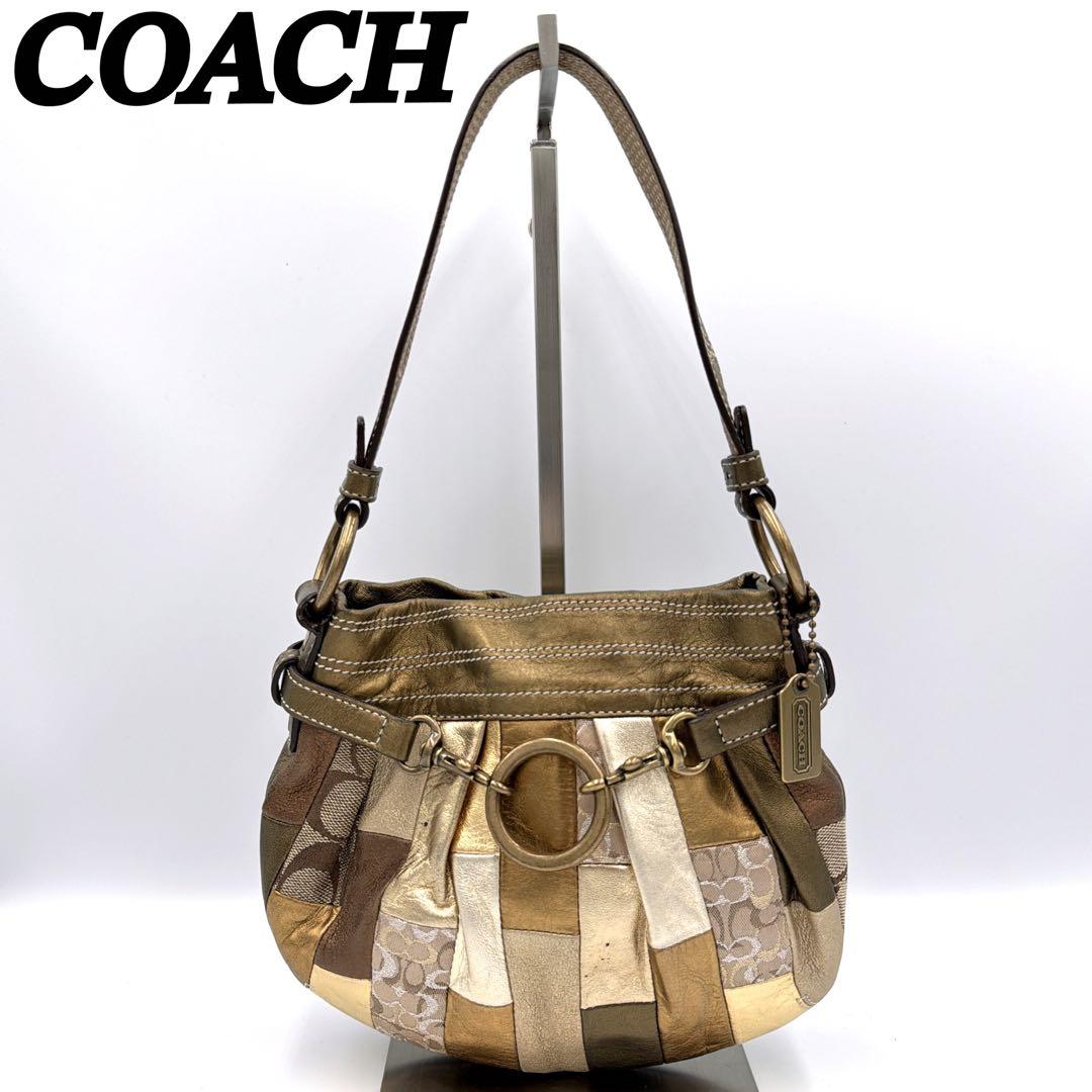 バッグ COACH signature patchwork shoulder bag