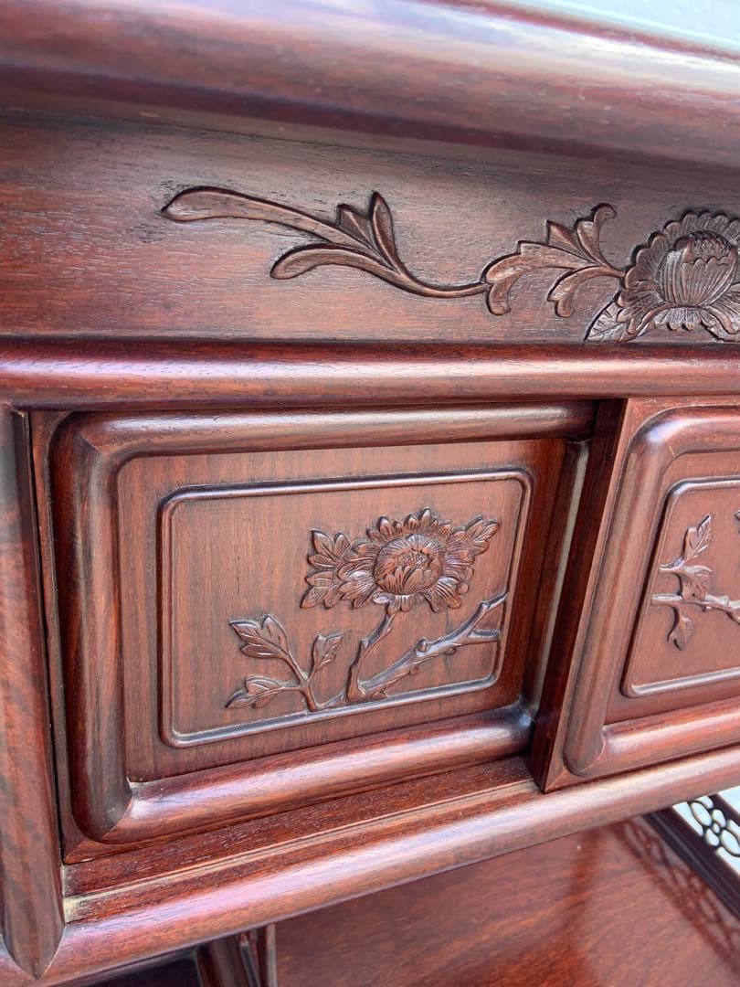 茶箪笥　アンティーク　唐木　年代物　飾り棚　中国家具　美術品　昭和レトロ