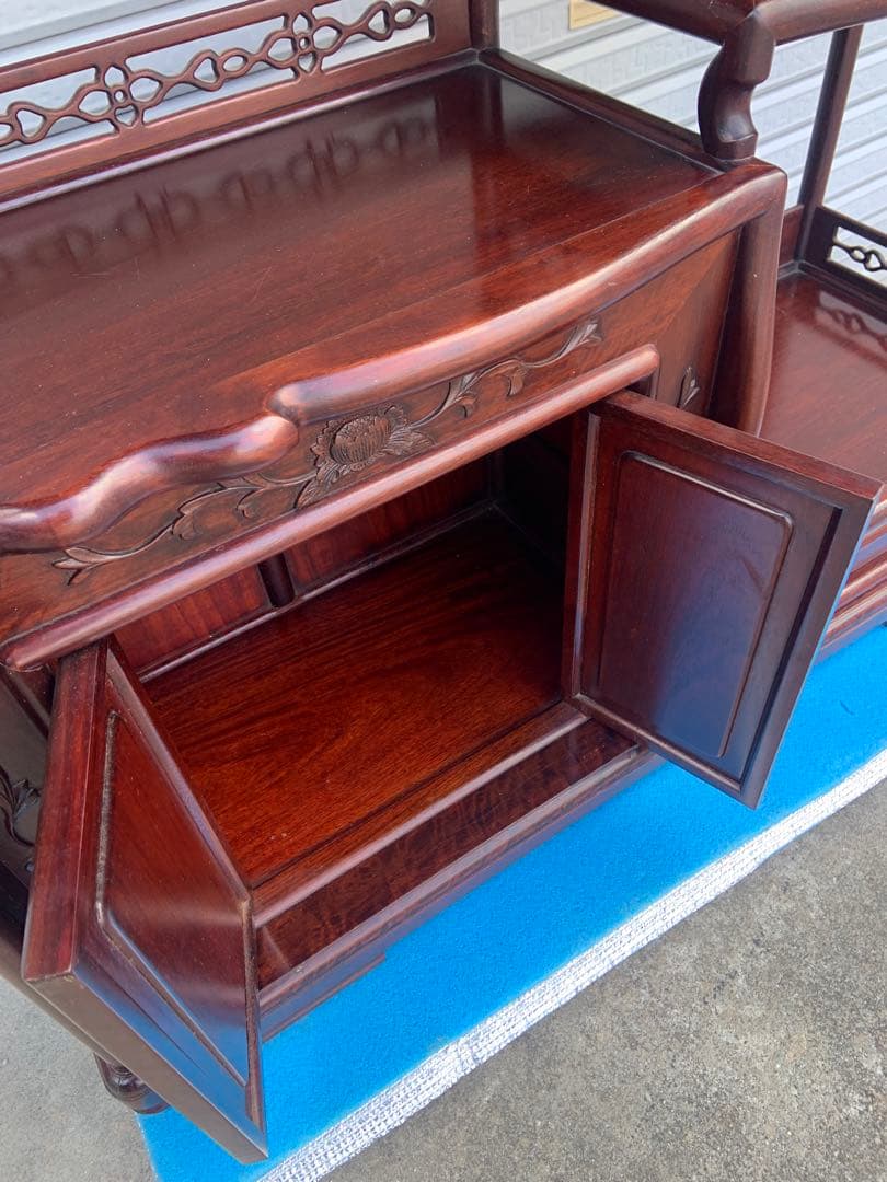 茶箪笥　アンティーク　唐木　年代物　飾り棚　中国家具　美術品　昭和レトロ