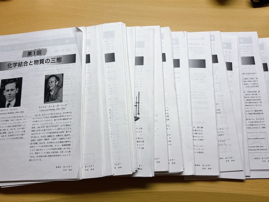 鉄緑会 高3 化学 講師作成冊子 1年分 寺田先生 授業資料 書き込みあり