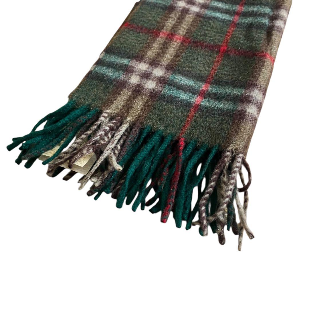 超美品✨バーバリーズ 英国製 80s〜90s カシミヤマフラー 緑 ノバチェック