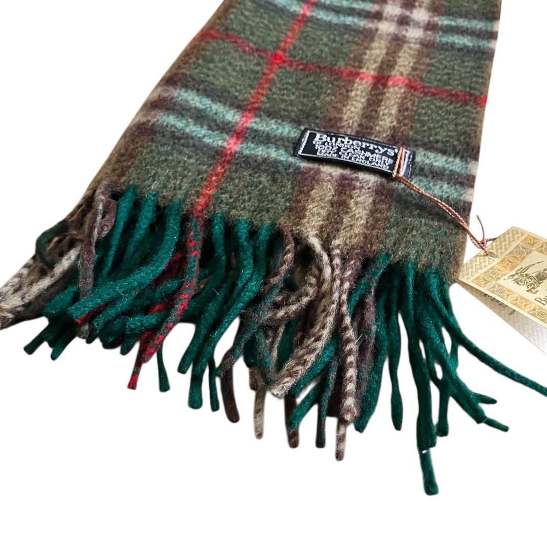 超美品✨バーバリーズ 英国製 80s〜90s カシミヤマフラー 緑 ノバチェック