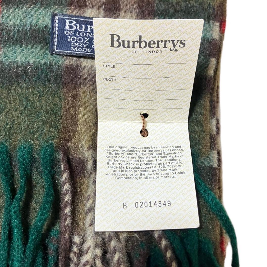 超美品✨バーバリーズ 英国製 80s〜90s カシミヤマフラー 緑 ノバチェック