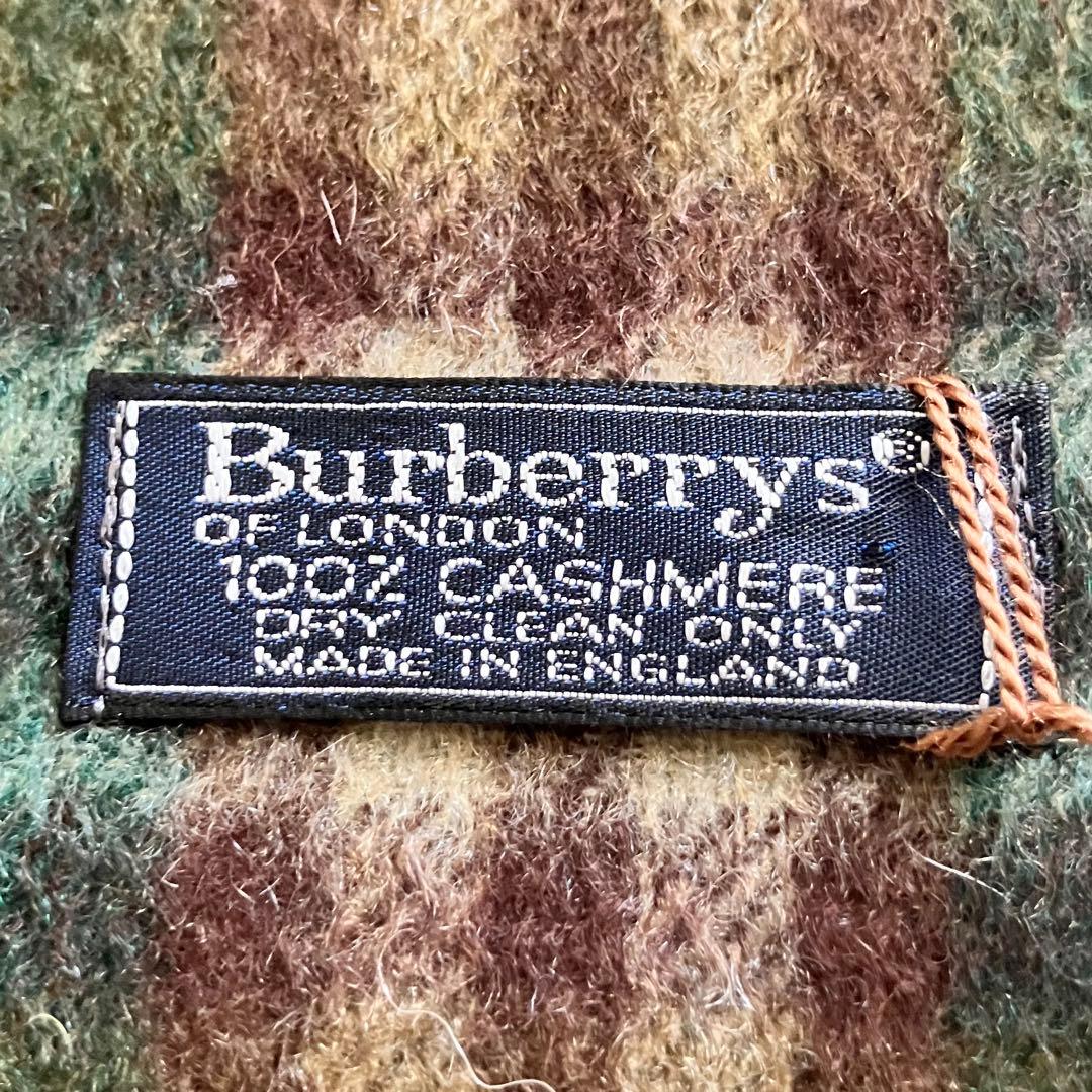 超美品✨バーバリーズ 英国製 80s〜90s カシミヤマフラー 緑 ノバチェック