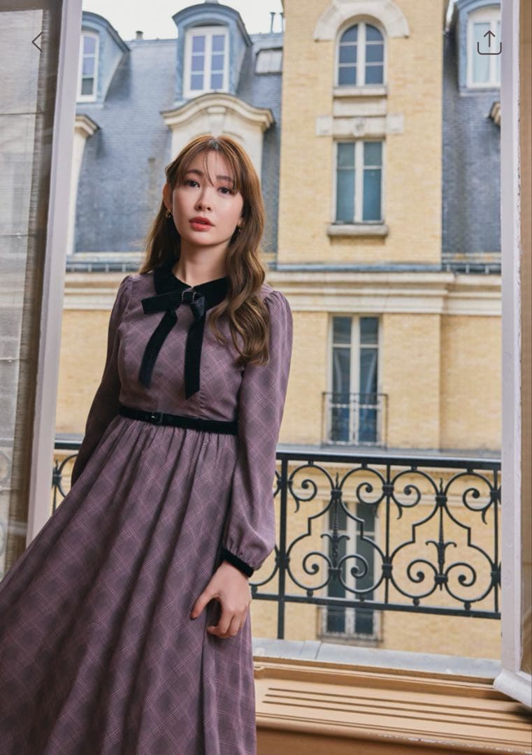 herlipto Bristol Plaid Ribbon Dress Mサイズ