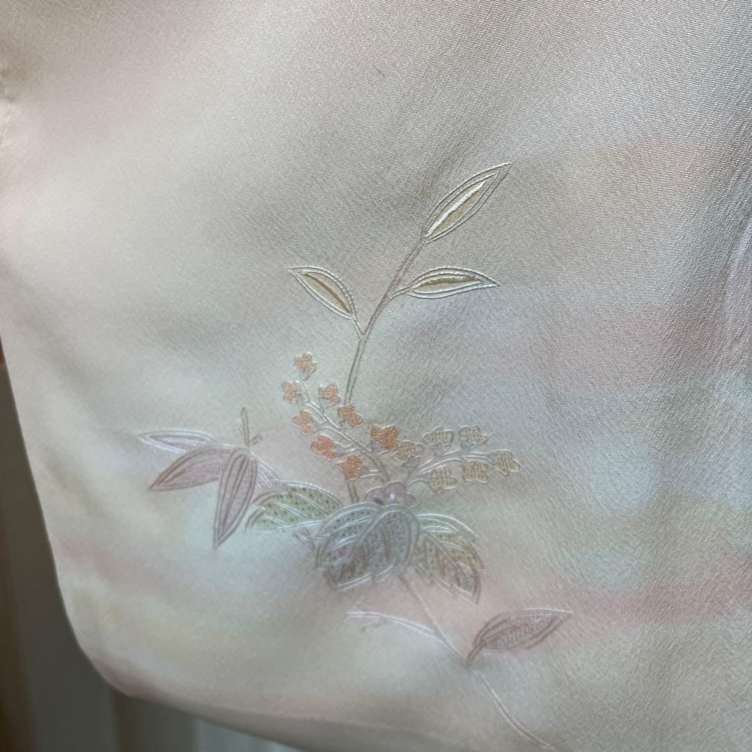 きれいなピンクオレンジの暈し 上質な蘇州刺繍の訪問着【翠山刺繍】