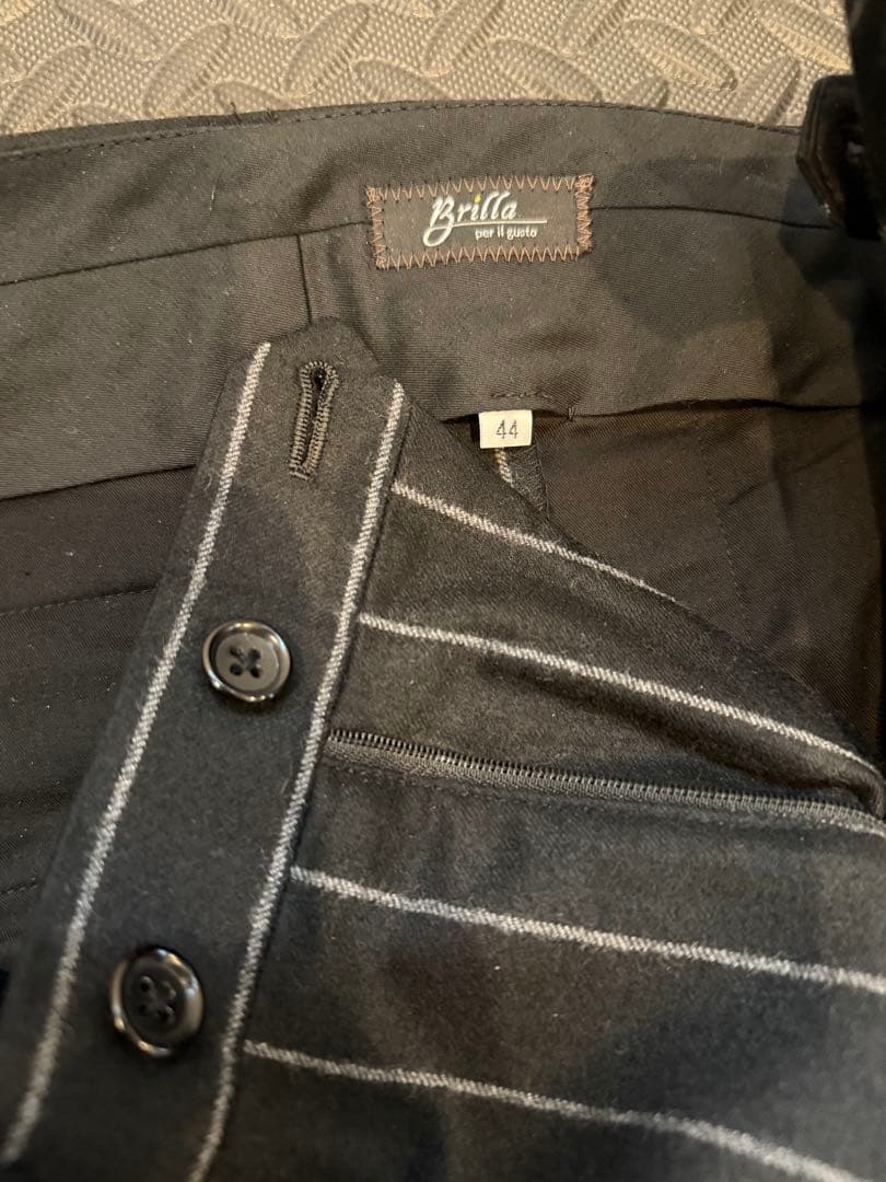 【新年限定価格】ビームス Billa ブラックチョークストライプ 44