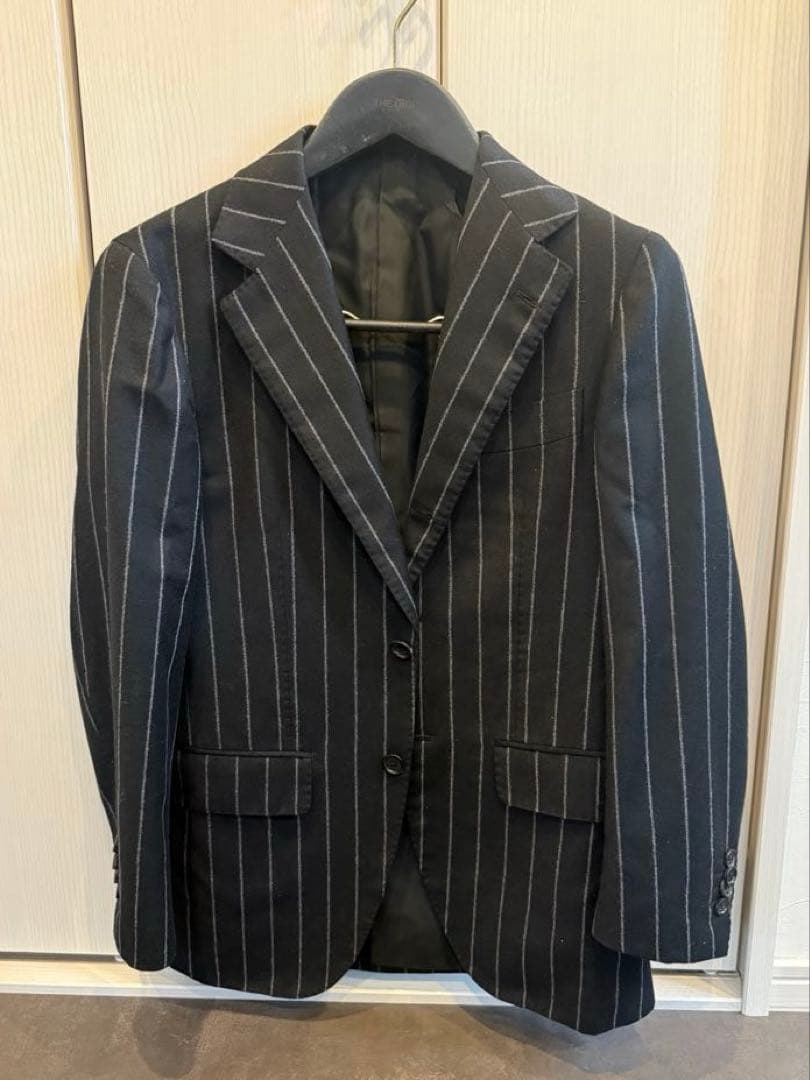 【新年限定価格】ビームス Billa ブラックチョークストライプ 44