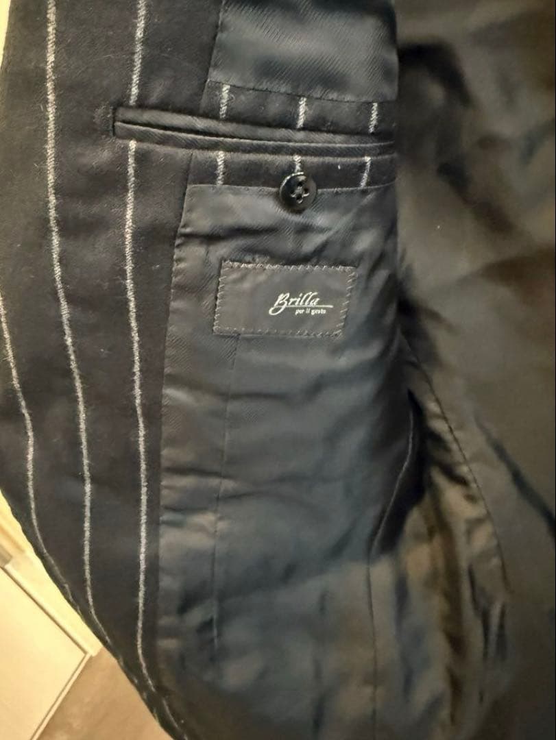 【新年限定価格】ビームス Billa ブラックチョークストライプ 44