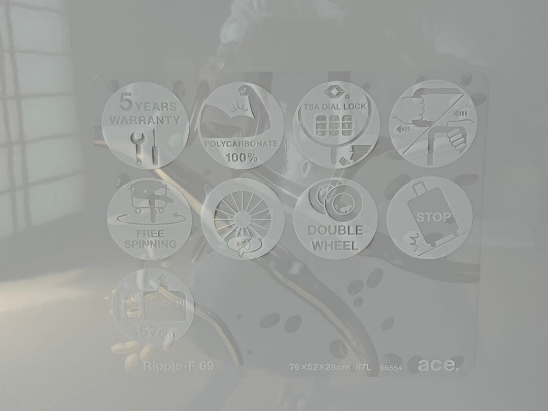 ace.リップルF/スーツケース/4輪/軽量/87L/ホワイト/静音/白/未使用