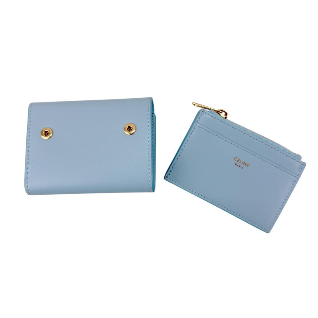 CELINE 三つ折り財布 スモール トリオンフ フラップ ウォレット ブルー