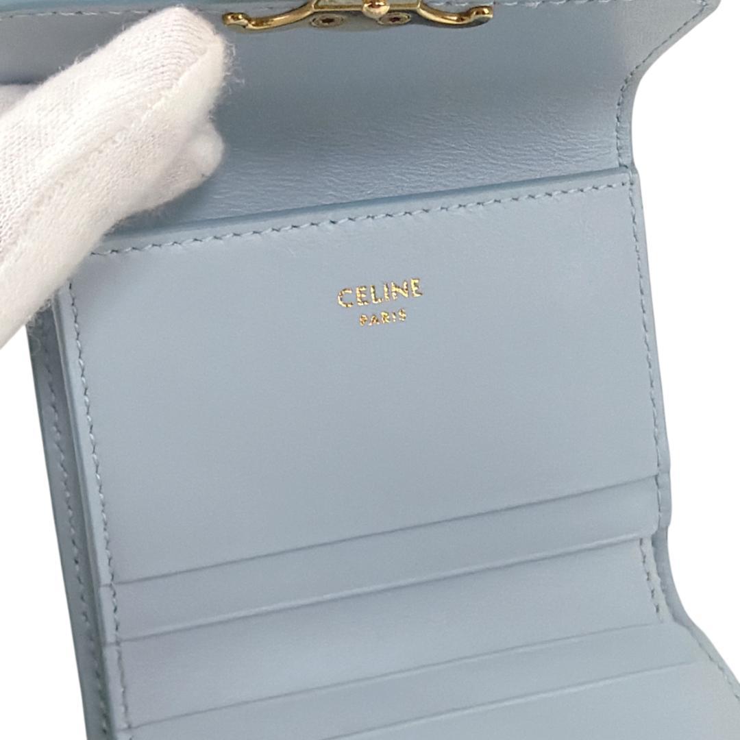 CELINE 三つ折り財布 スモール トリオンフ フラップ ウォレット ブルー