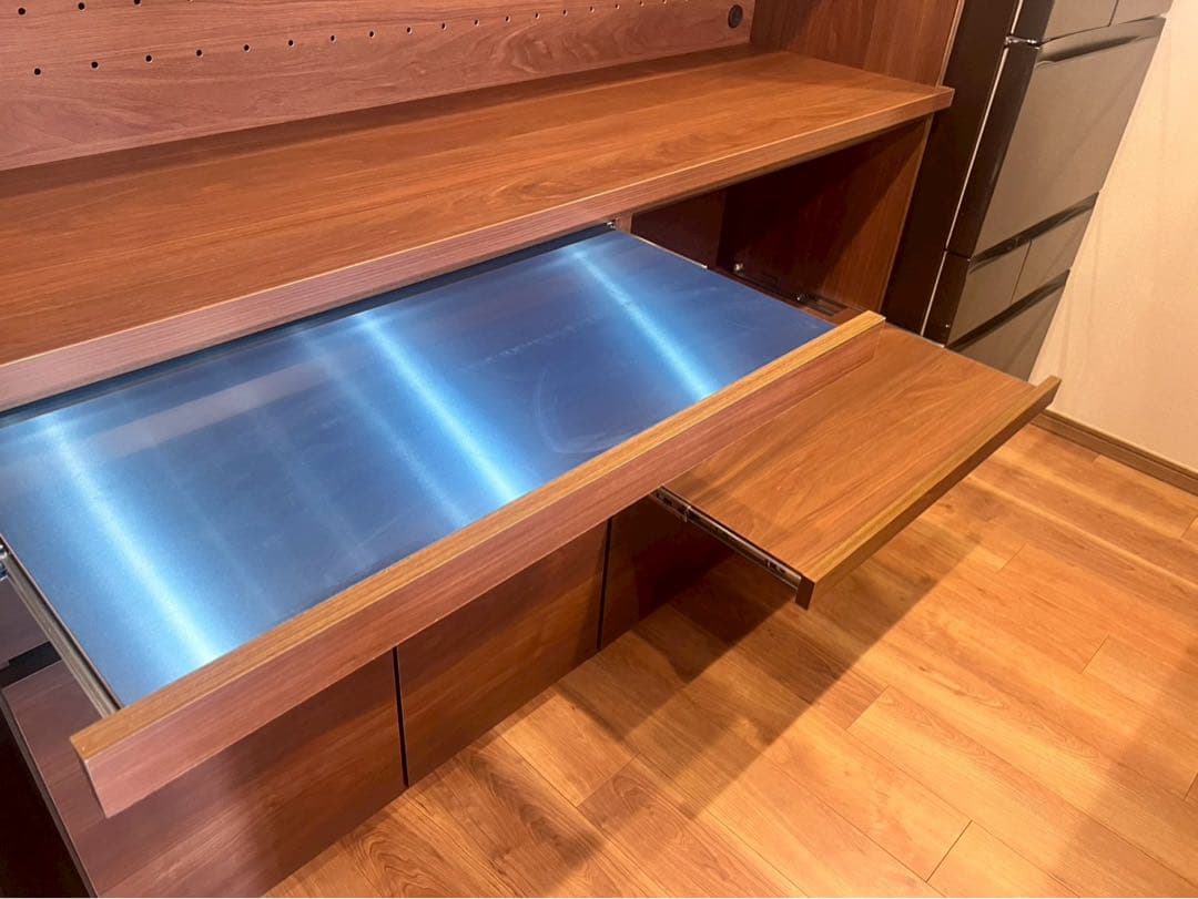 白いkotori　LOWYA キッチンボード 幅160cm ウォールナット