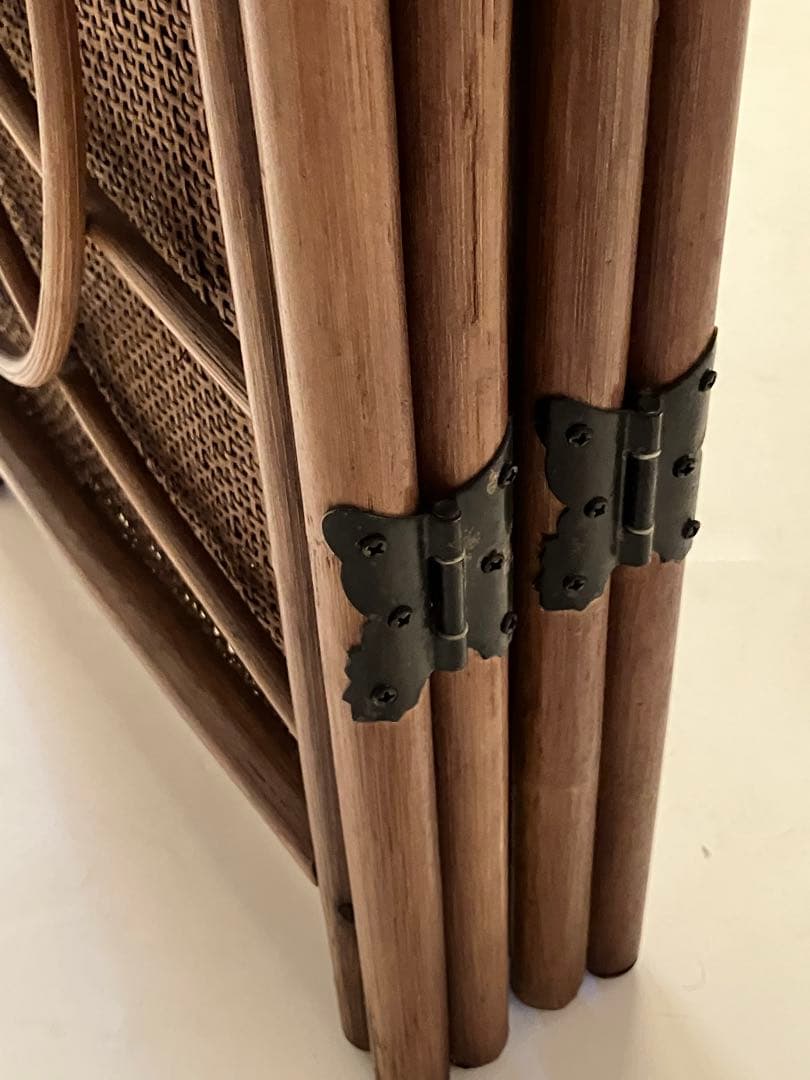 ブラウン籐家具パーテーション 4パネル