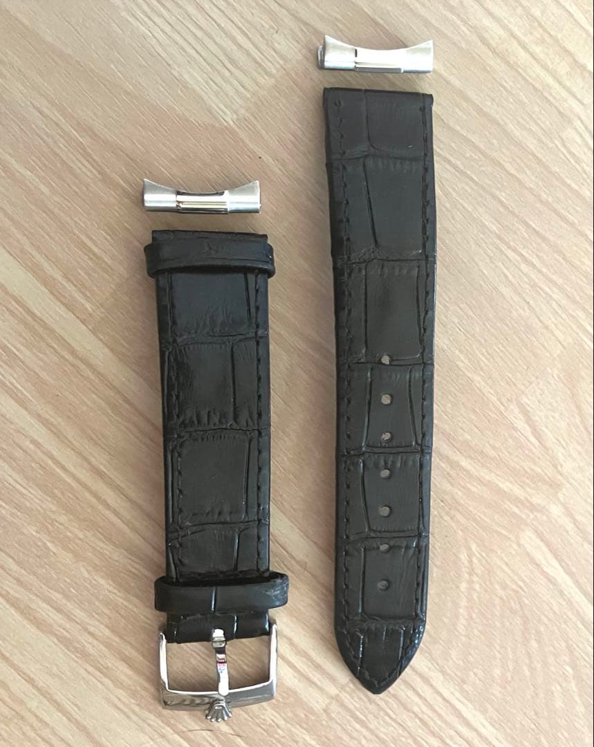 デイトジャスト交換用アリゲーターブラックレザー型押し