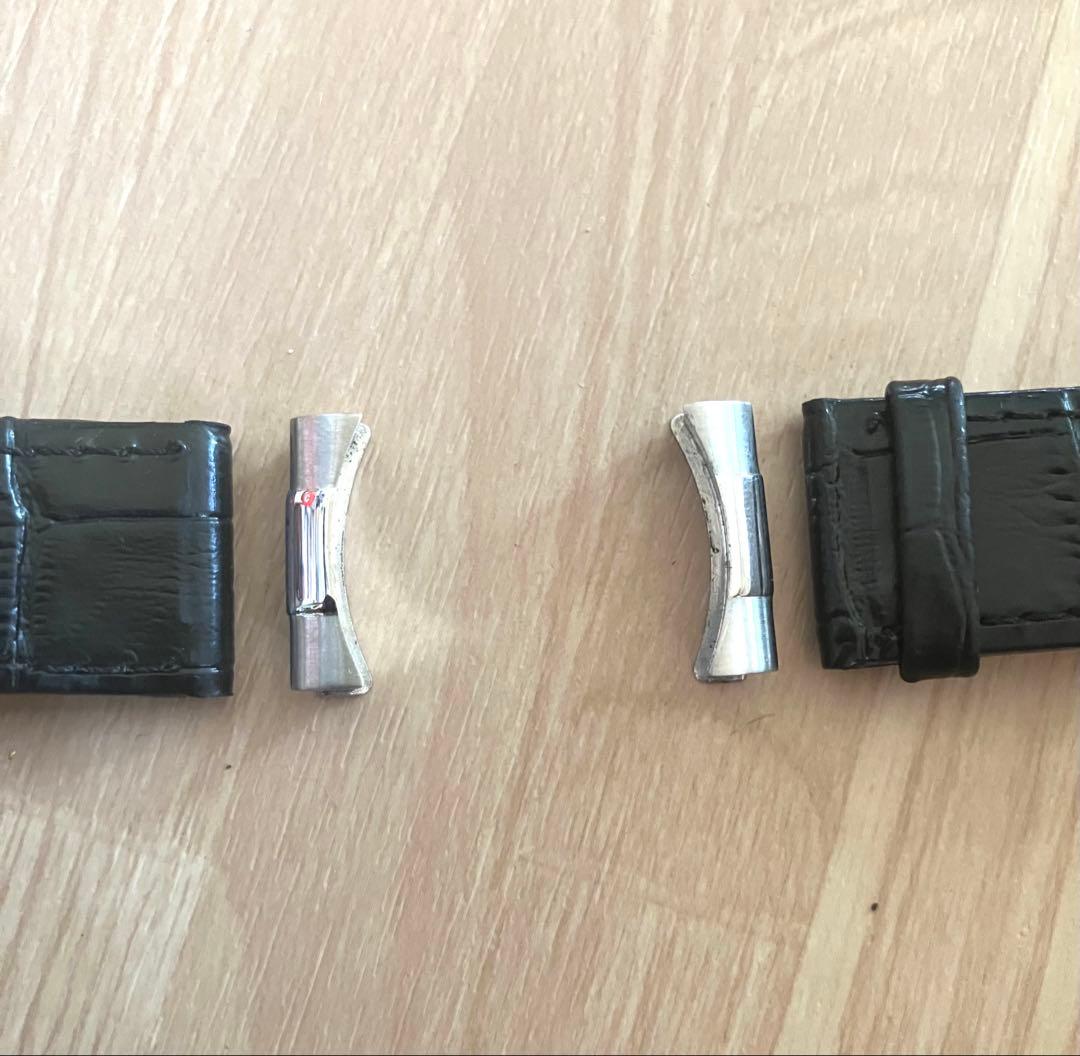 デイトジャスト交換用アリゲーターブラックレザー型押し