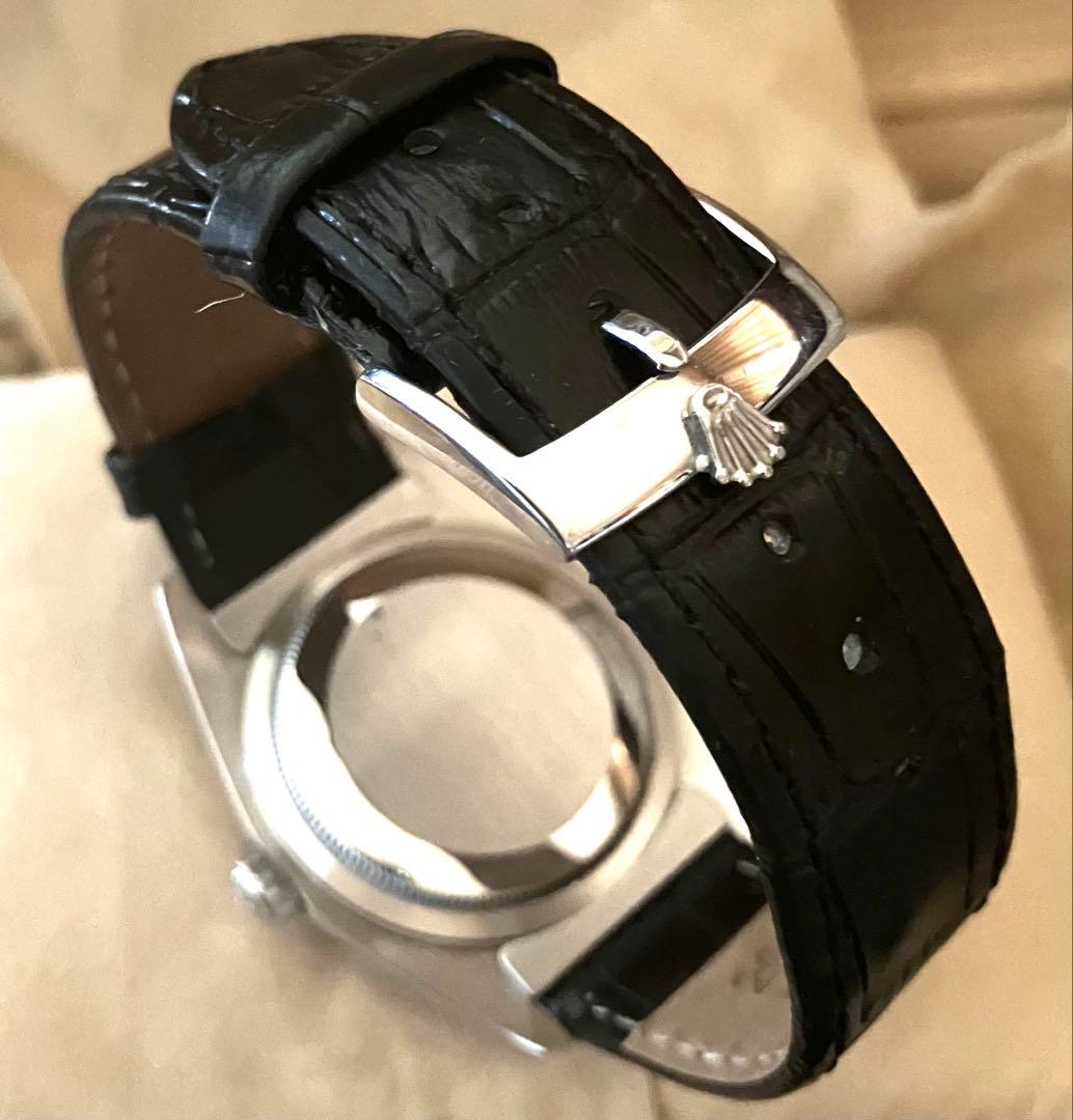 デイトジャスト交換用アリゲーターブラックレザー型押し