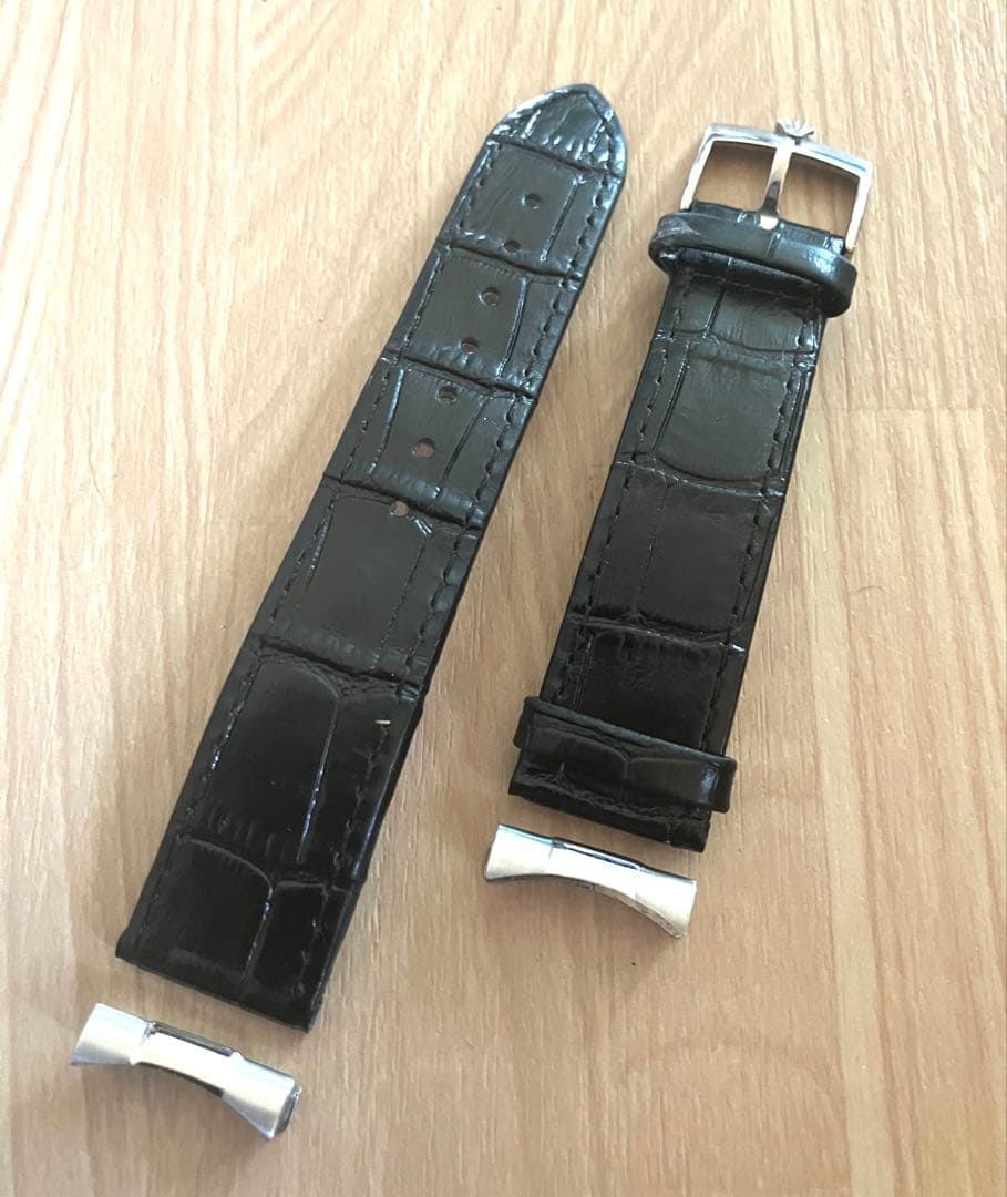 デイトジャスト交換用アリゲーターブラックレザー型押し