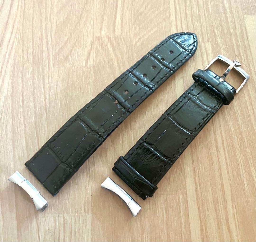 デイトジャスト交換用アリゲーターブラックレザー型押し