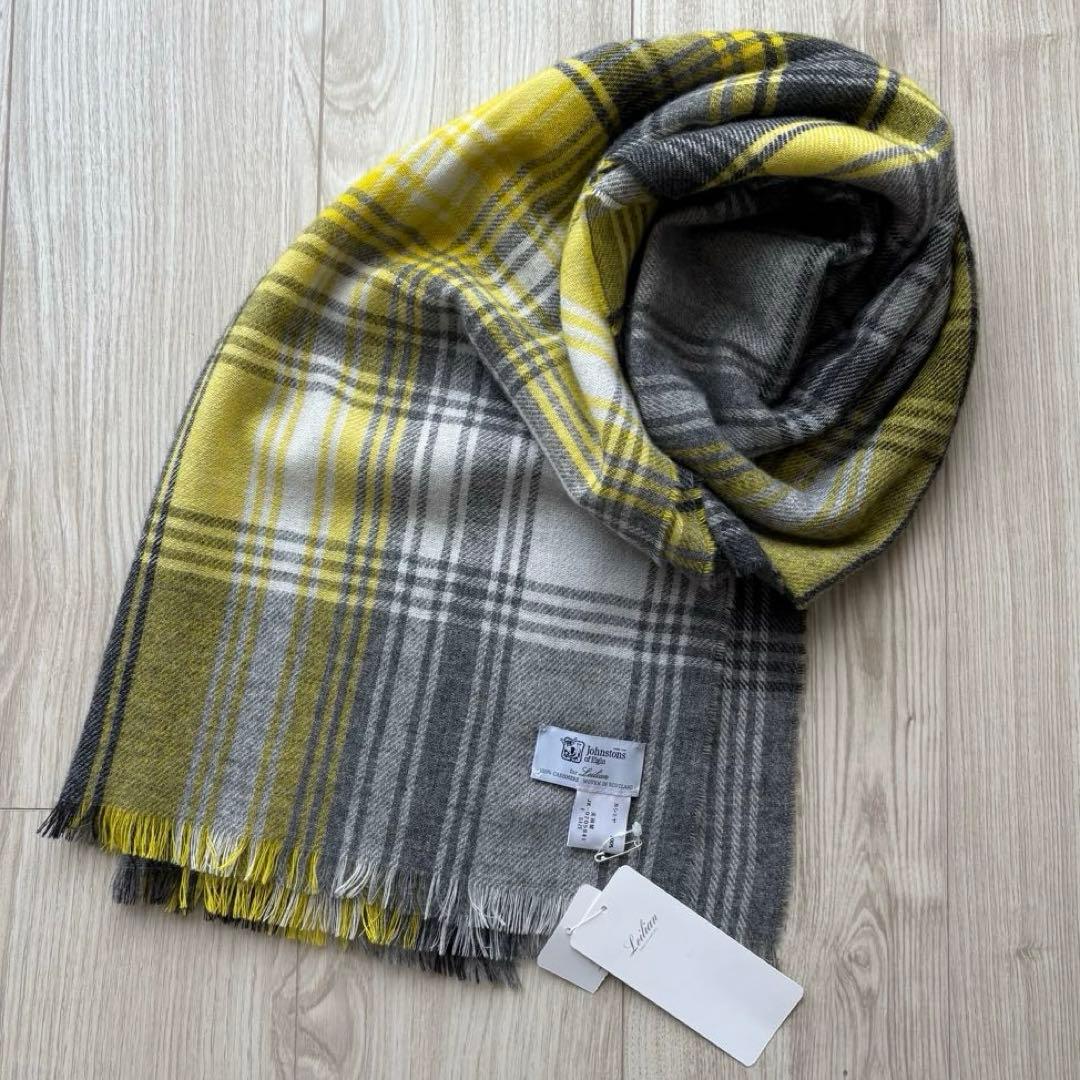 【新品】ジョンストンズ×レリアン カシミヤ100% 大判マフラー ストール 現行