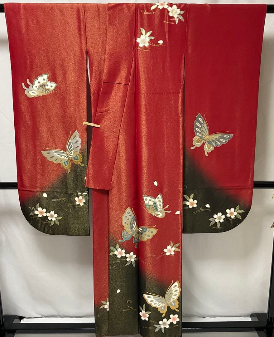 専用C983正絹　振袖　金通し　蝶々　金箔　着物