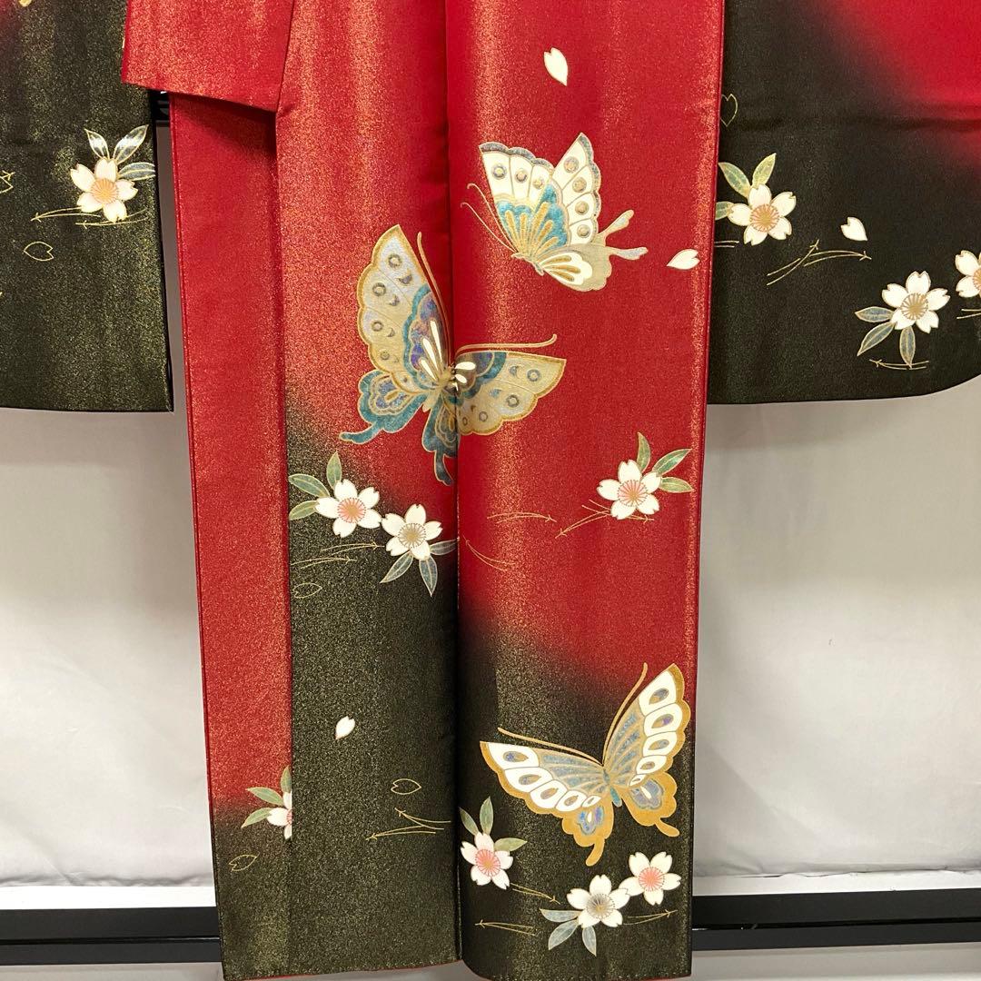 専用C983正絹　振袖　金通し　蝶々　金箔　着物