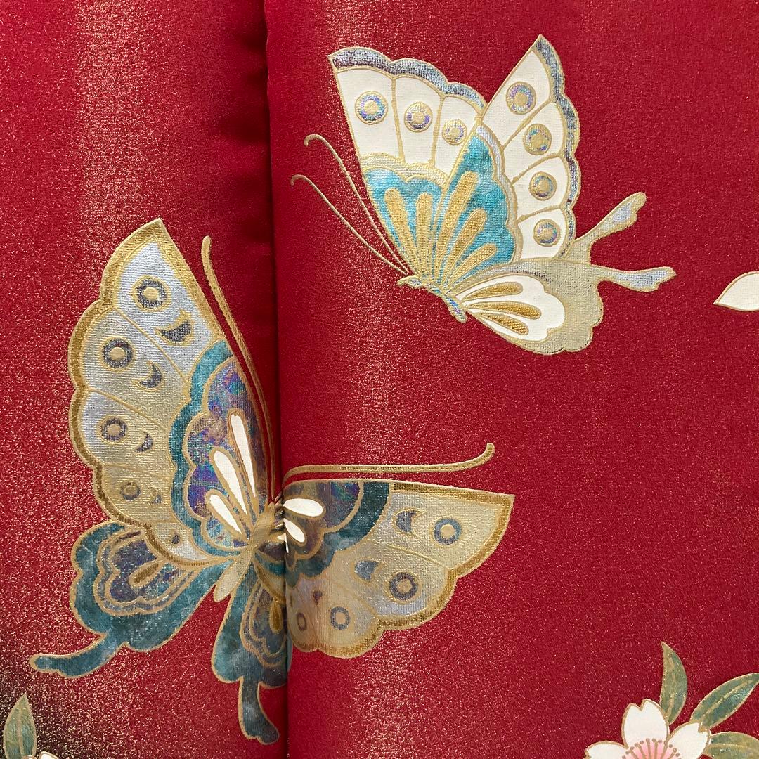 専用C983正絹　振袖　金通し　蝶々　金箔　着物