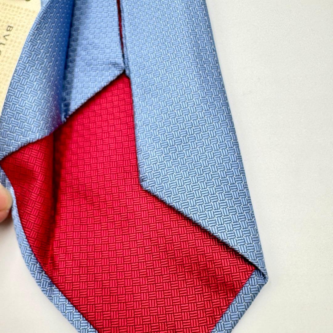 未使用タグ付き ブルガリ ネクタイ 箱付き ソリッド セッテピエゲ ハイブランド