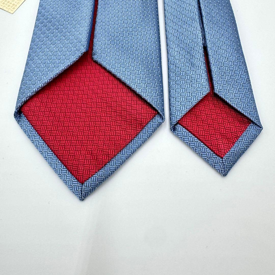 未使用タグ付き ブルガリ ネクタイ 箱付き ソリッド セッテピエゲ ハイブランド