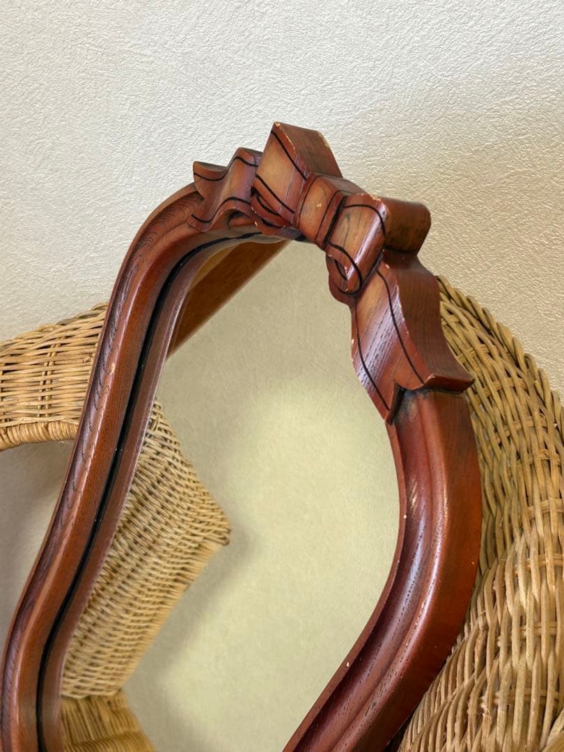 アンティーク　ニッカ　壁掛け鏡　リボン　ウォールミラー　昭和レトロ　ビンテージ