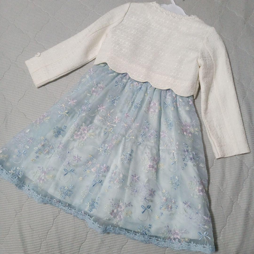 メゾピアノ　ワンピース　ジャケット　mezzo piano　入学式　120 水色