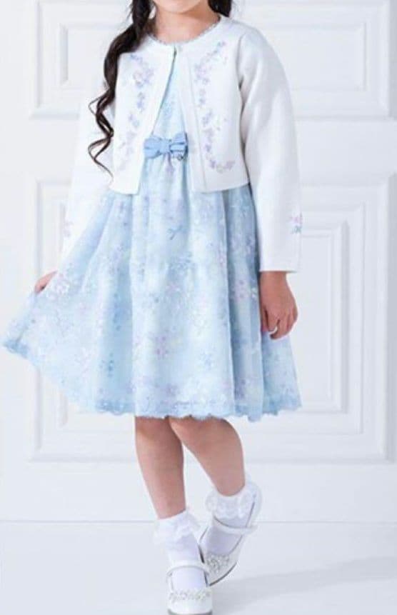 メゾピアノ　ワンピース　ジャケット　mezzo piano　入学式　120 水色