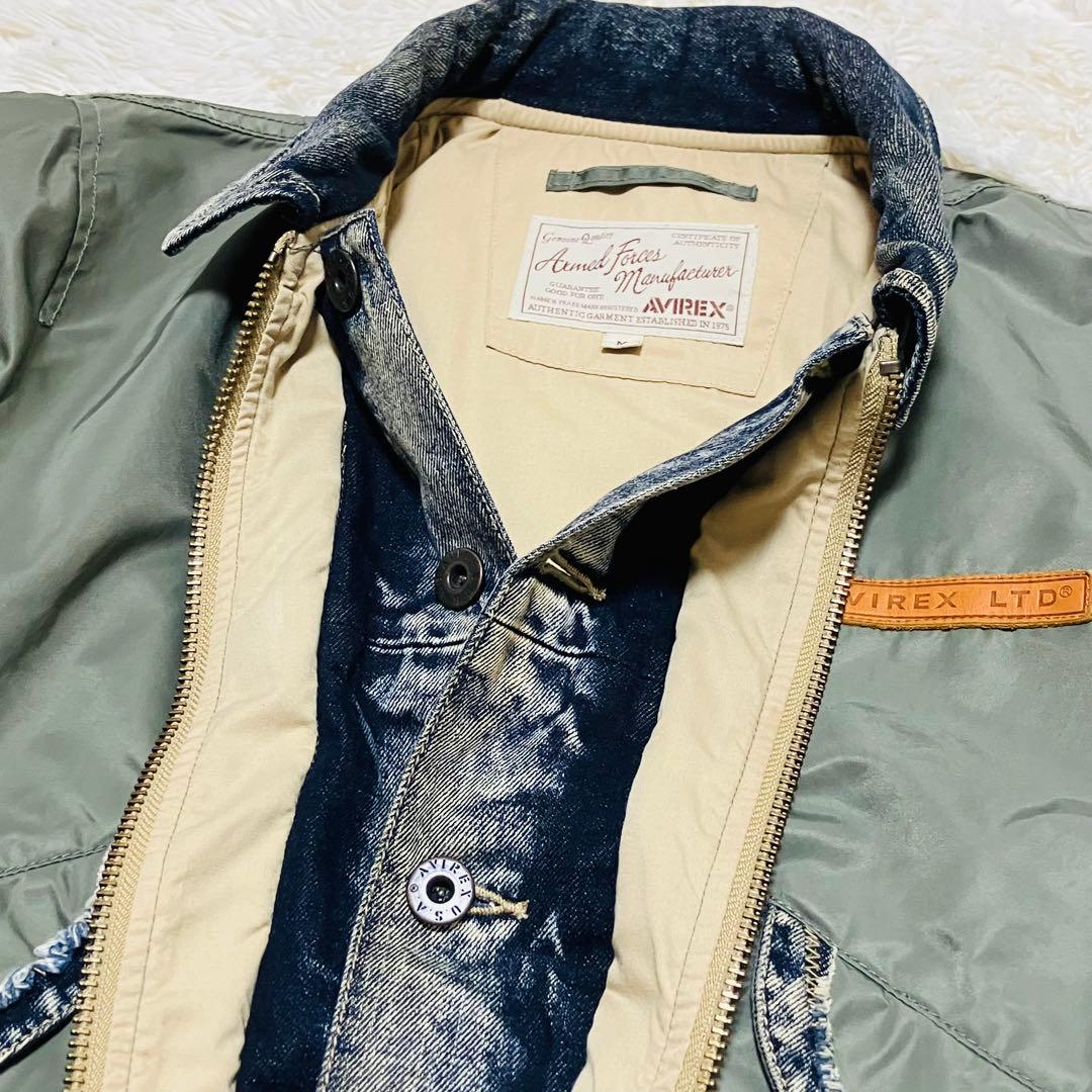 AVIREX フライトジャケット　L-2B デニム　ドッキング　カスタム