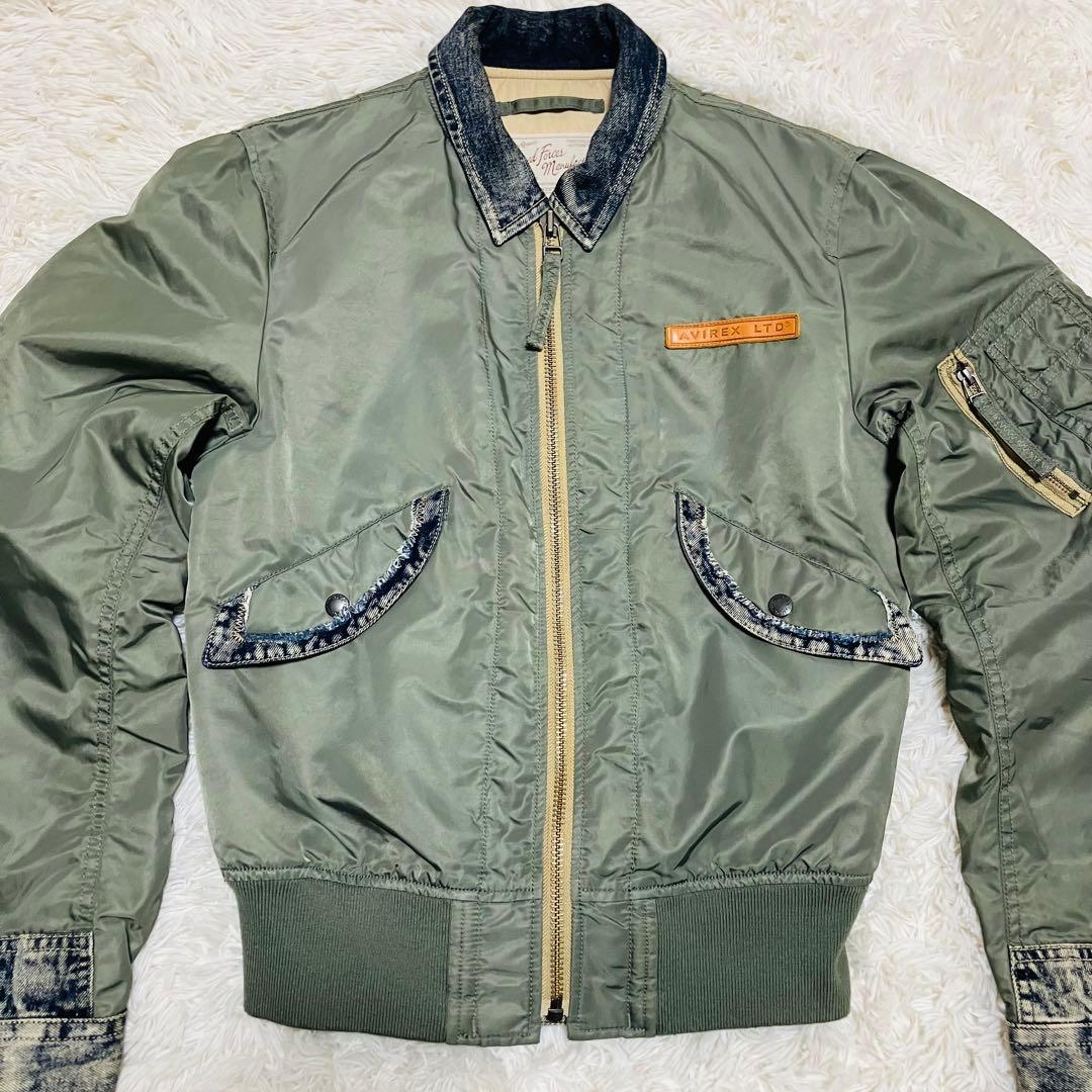 AVIREX フライトジャケット　L-2B デニム　ドッキング　カスタム
