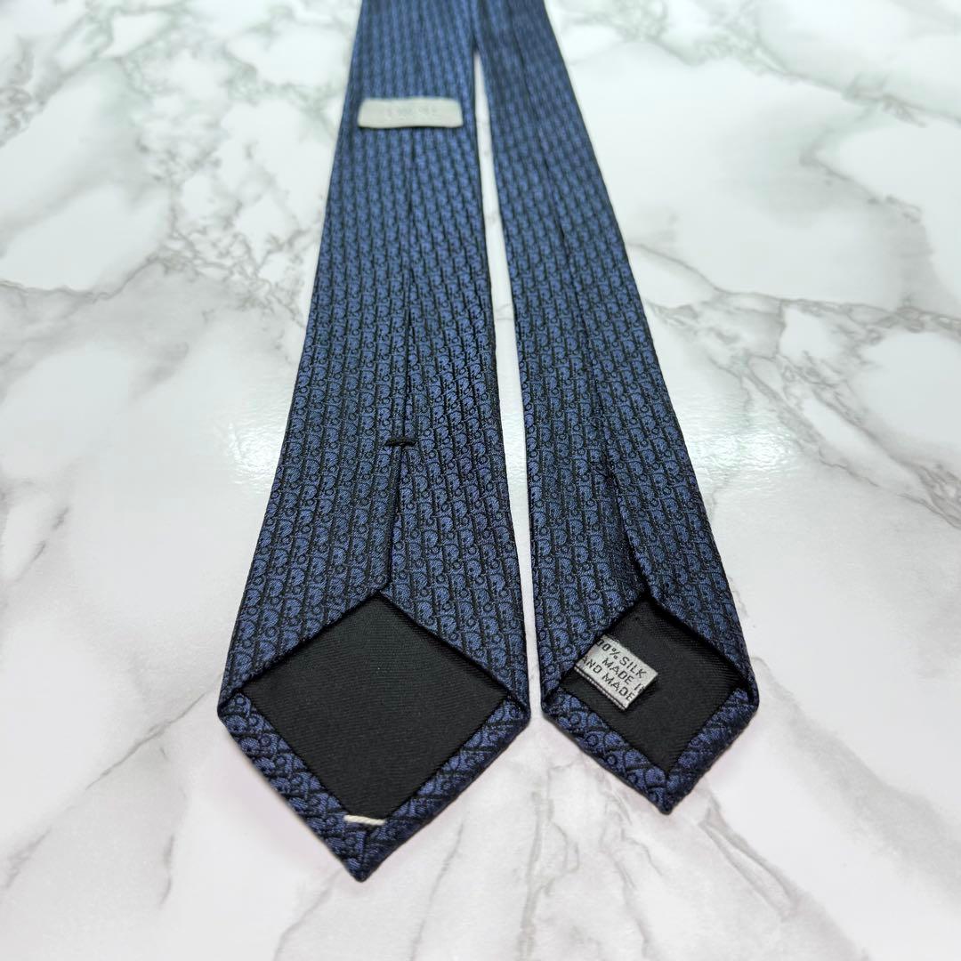 ✨極美品✨ 現行 DIOR ネクタイ シルク100% オブリーク ネイビー ツヤ