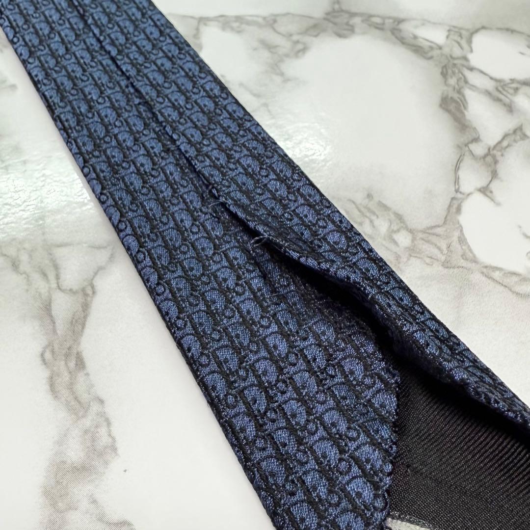 ✨極美品✨ 現行 DIOR ネクタイ シルク100% オブリーク ネイビー ツヤ