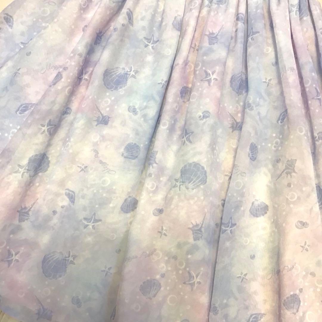 美品 メゾピアノ mezzo piano シェルワンピース ラベンダー 140