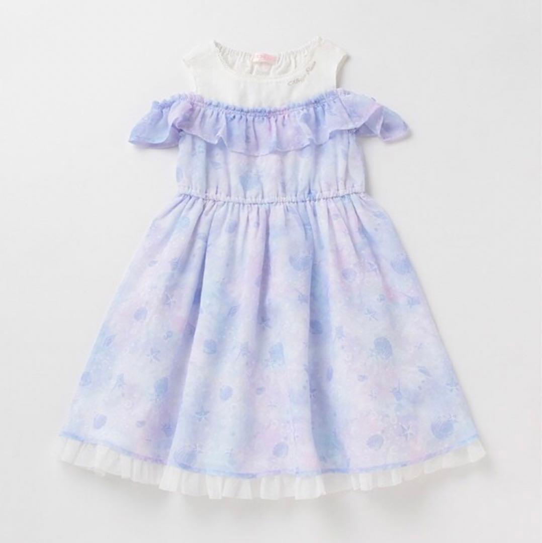 美品 メゾピアノ mezzo piano シェルワンピース ラベンダー 140