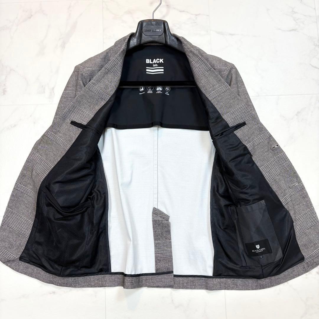 極美品 ブラックレーベルクレストブリッジ スーツ 洗濯可能 チェック グレー系
